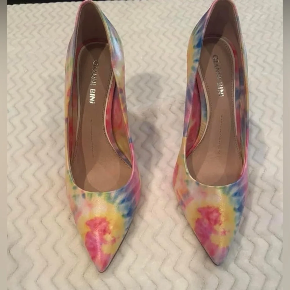Womens Gianni Bini 4" Stilleto Multi Color Tie Dye Heels Size 6.5 - Picture 1 of 3